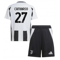 Maglia Calcio Juventus Andrea Cambiaso #27 Prima Divisa Bambino 2024-25 Manica Corta (+ pantaloncini)